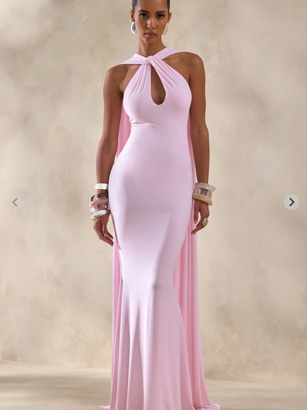 Club L London Blush Pink Halter Maxi Gown